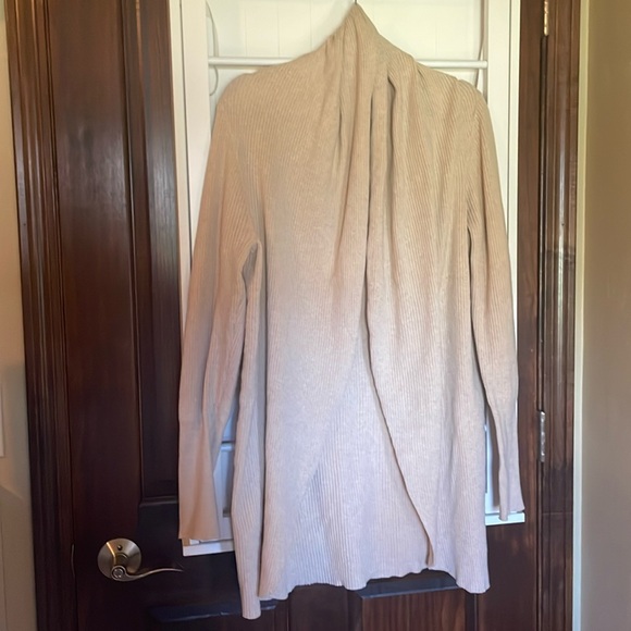 Beige cowl neck cardigan. Says large but fits like 1x - Picture 1 of 4